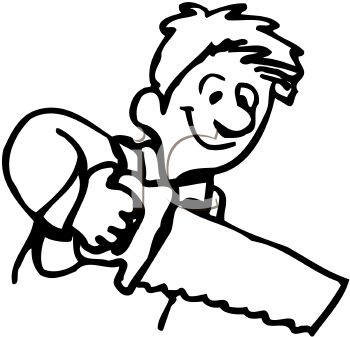350x337 Royalty Free Clipart Image Man Using A Saw
