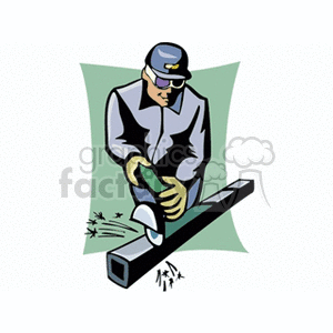 300x300 Royalty Free Man Cutting A Steel Tube With A Circular Saw 154237