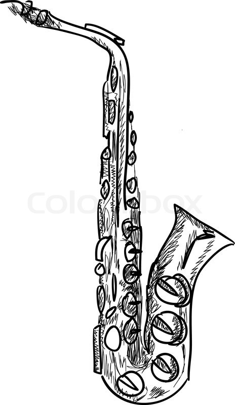 464x800 Saxophone In Black Isolated On White Background Stock Vector