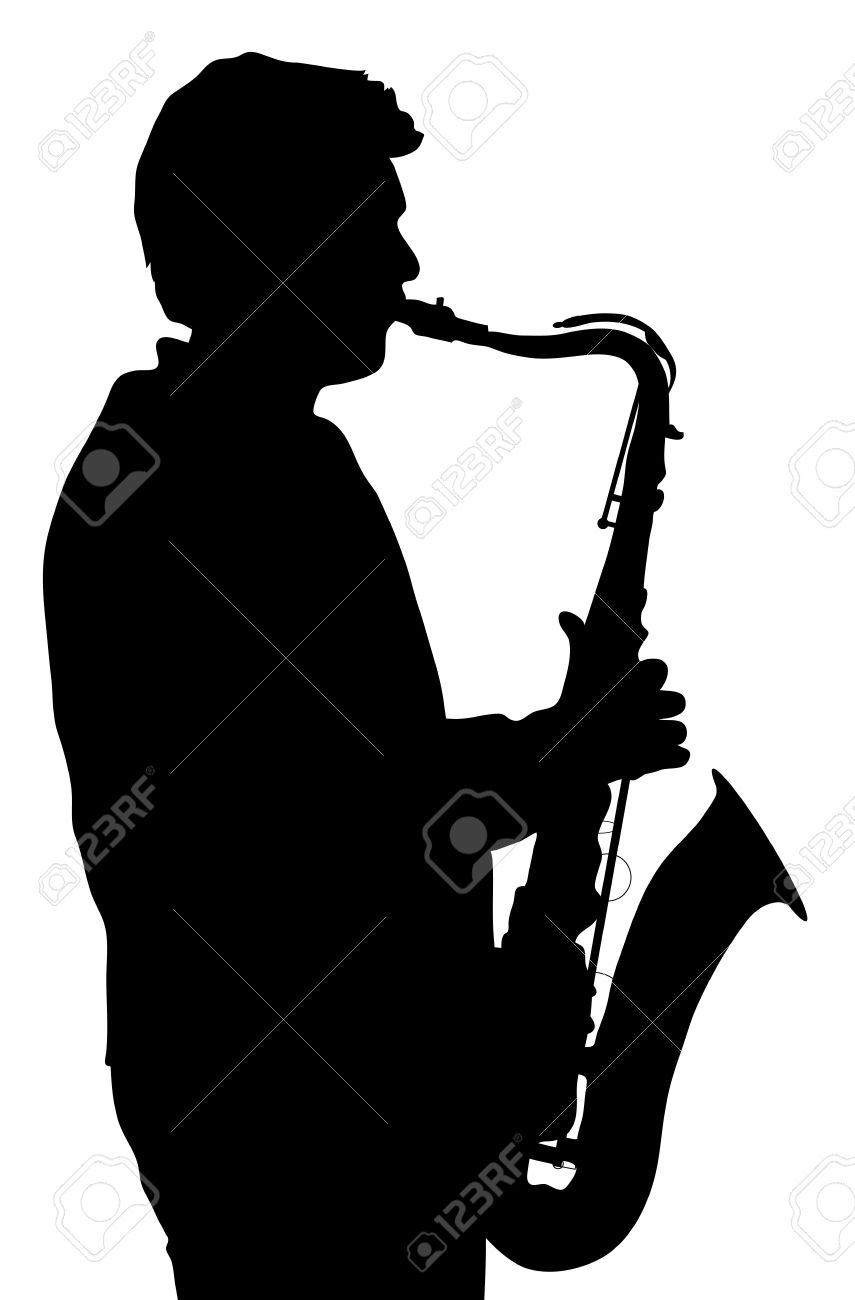 855x1300 Silhouette Of Man Playing The Saxophone Stock Photo, Picture