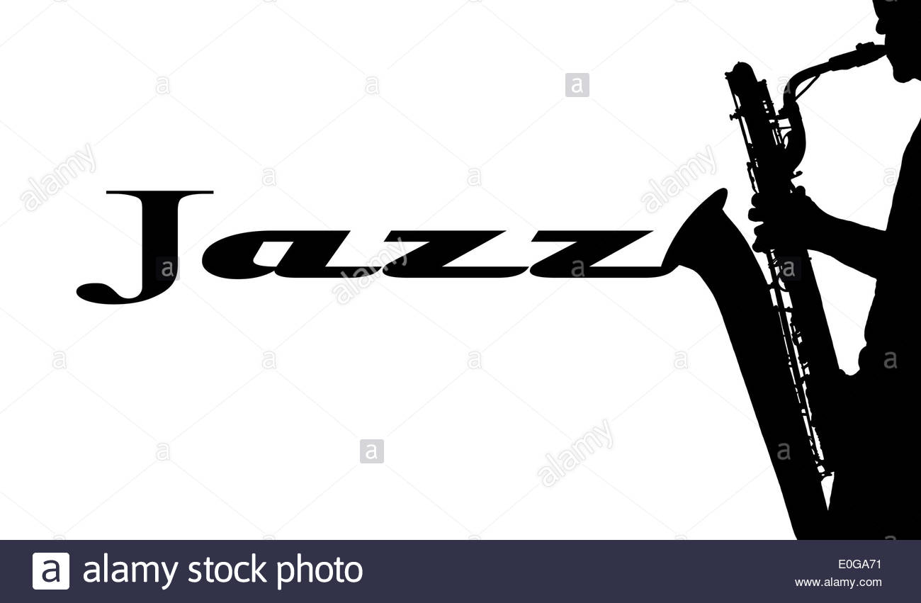 1300x851 Silhouette Of A Saxophone Player. Black On White Background Stock