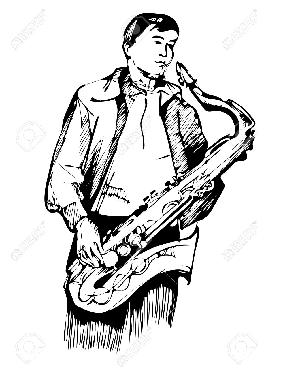 975x1300 Saxophone Clipart Sketch