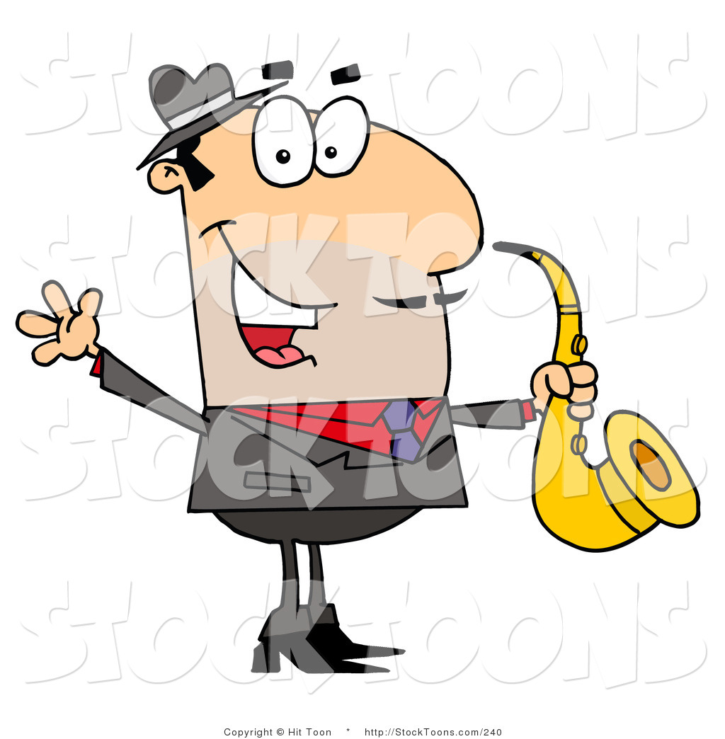 1024x1044 Stock Cartoon Of A Saxophone Player By Hit Toon