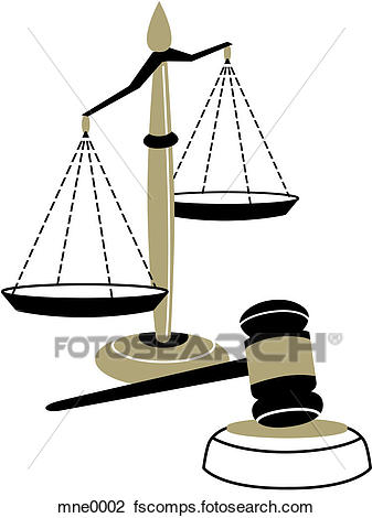 337x470 Clip Art Of An Illustration Of The Scales Of Justice And A Judges