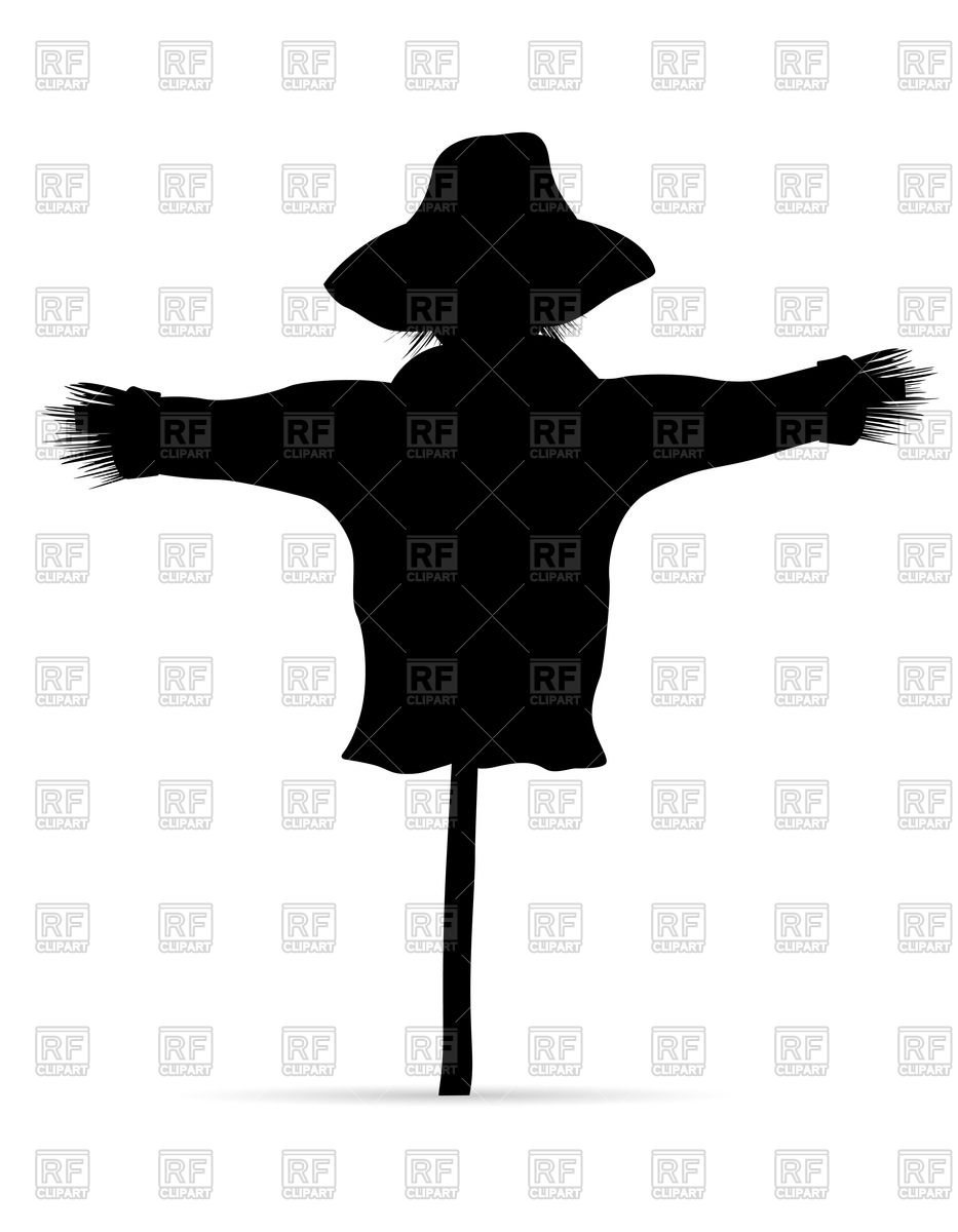 933x1200 Black Silhouette Of Scarecrow Royalty Free Vector Clip Art Image