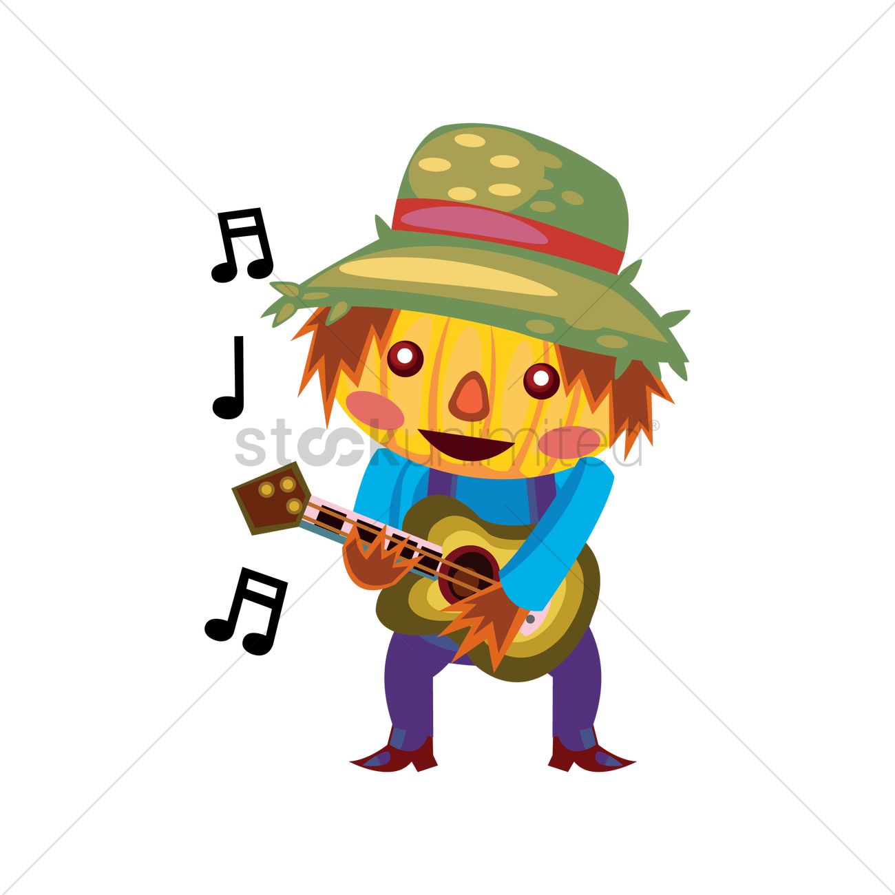 1300x1300 Scarecrow Playing The Guitar Vector Image
