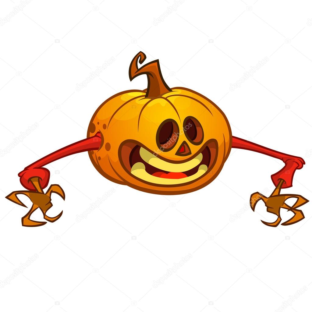 1024x1024 Halloween Cartoon Scarecrow With Pumpkin Head. Vector Cartoon