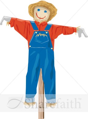 288x388 Scarecrow In Overalls Harvest Day Clipart