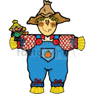 300x300 Royalty Free Funny Scarecrow Holding A Litle Crow 144749 Vector