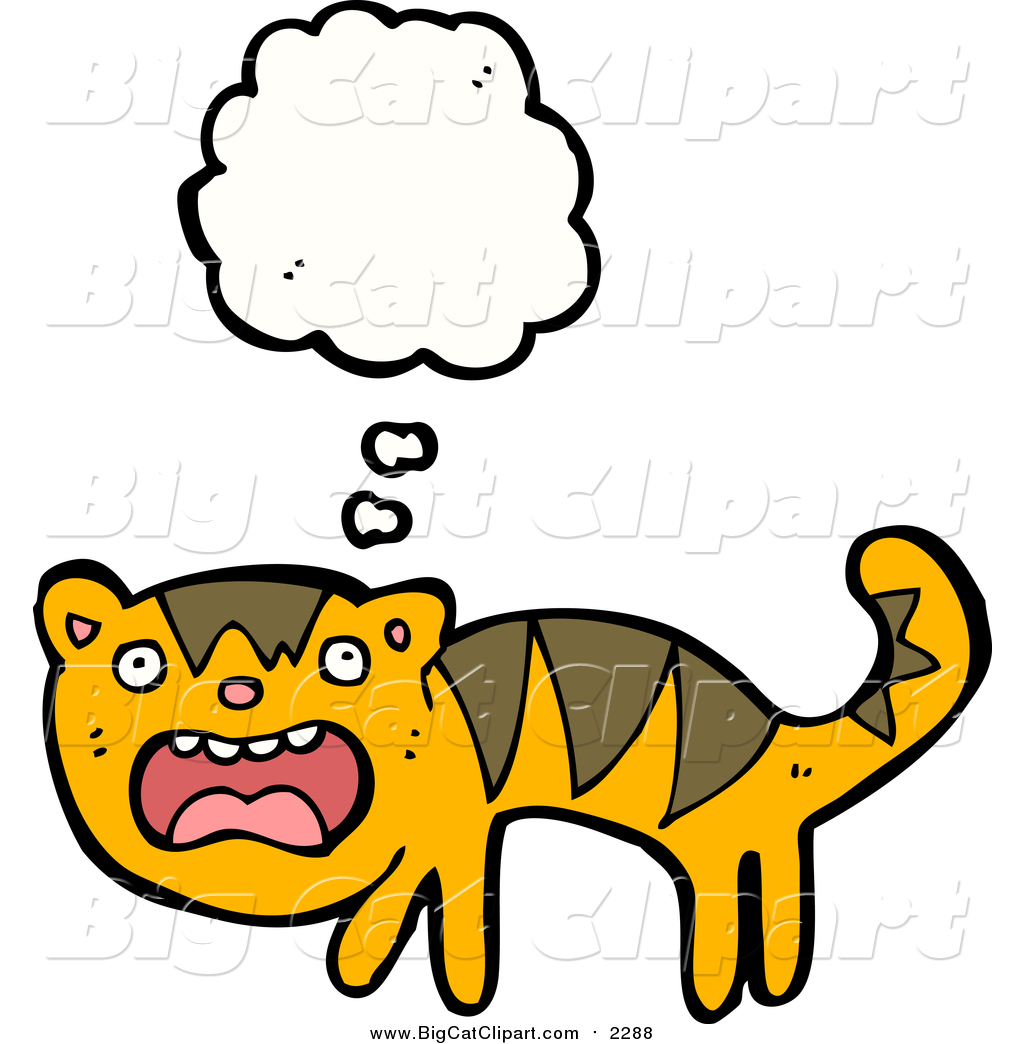 1024x1044 Big Cat Cartoon Vector Clipart Of A Thinking Scared Tiger By