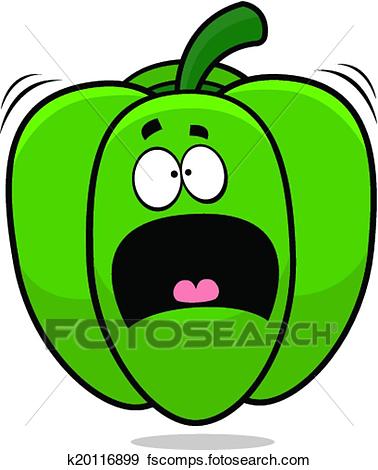 378x470 Clip Art Of Scared Cartoon Bell Pepper K20116899