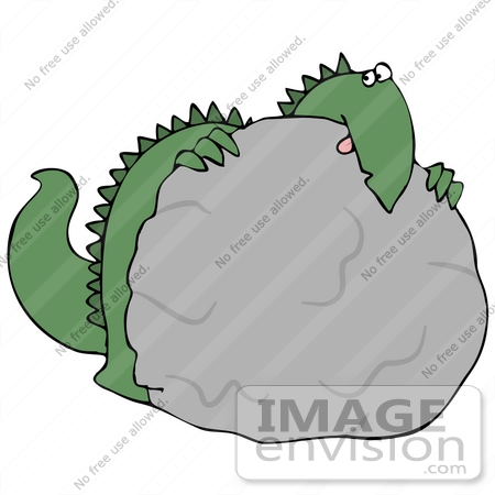 450x450 Cliprt Graphic Of Scared Green Dinosaur Crouching Behind