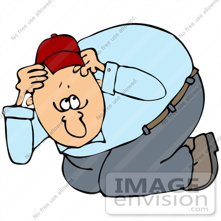 450x450 Clip Art Graphic Of A Scared Man Ducking And Covering His Head