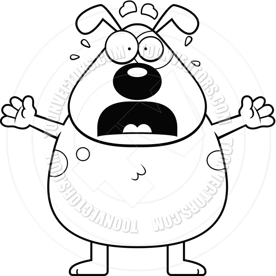 940x940 Scared Dog (Black And White Line Art) By Cory Thoman Toon