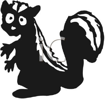 350x331 Picture Of A Cartoon Skunk With A Scared Face Holding Out His
