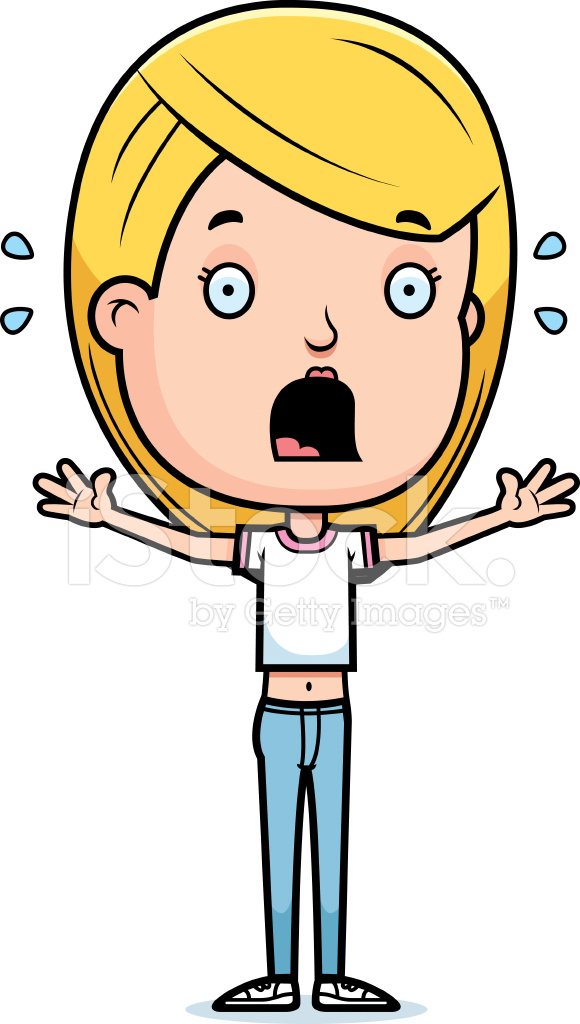 580x1024 Scared Teen Girl Stock Vector