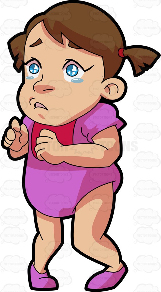 564x1024 A Scared Baby Girl Cartoon Clipart