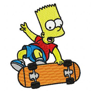 300x300 Bart With Scateboard Machine Embroidery Design