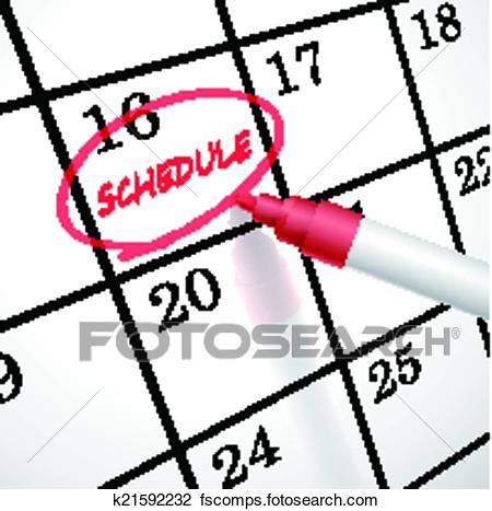 450x467 Clipart Of Schedule Word Circle Marked On A Calendar K21592232