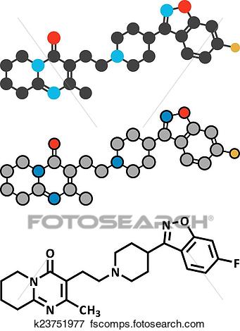 341x470 Clip Art Of Risperidone Antipsychotic Drug Molecule. Used