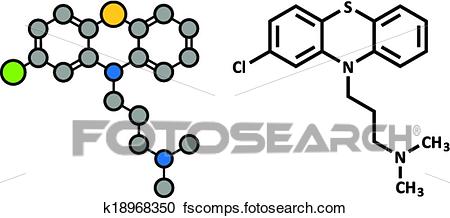 450x218 Clipart Of Chlorpromazine (Cpz) Antipsychotic Drug Molecule. Used