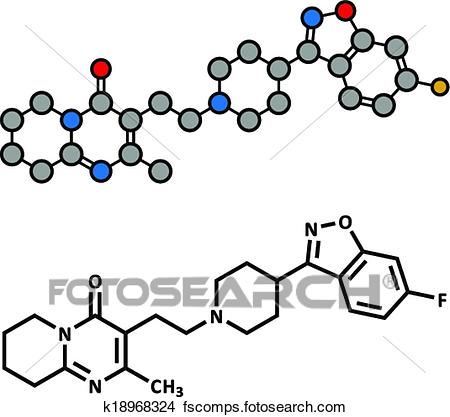 450x417 Clipart Of Risperidone Antipsychotic Drug Molecule. Used