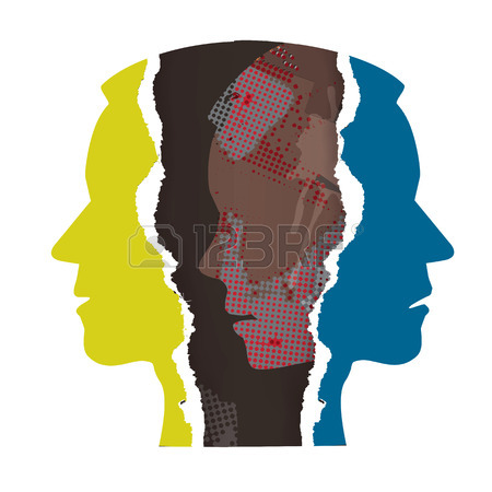 450x450 Ripped Paper Male Head Silhouettes. Concept Symbolizing