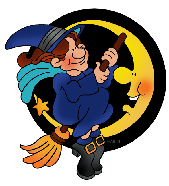 589x648 Halloween Clip Art By Phillip Martin, Witch And The Moon
