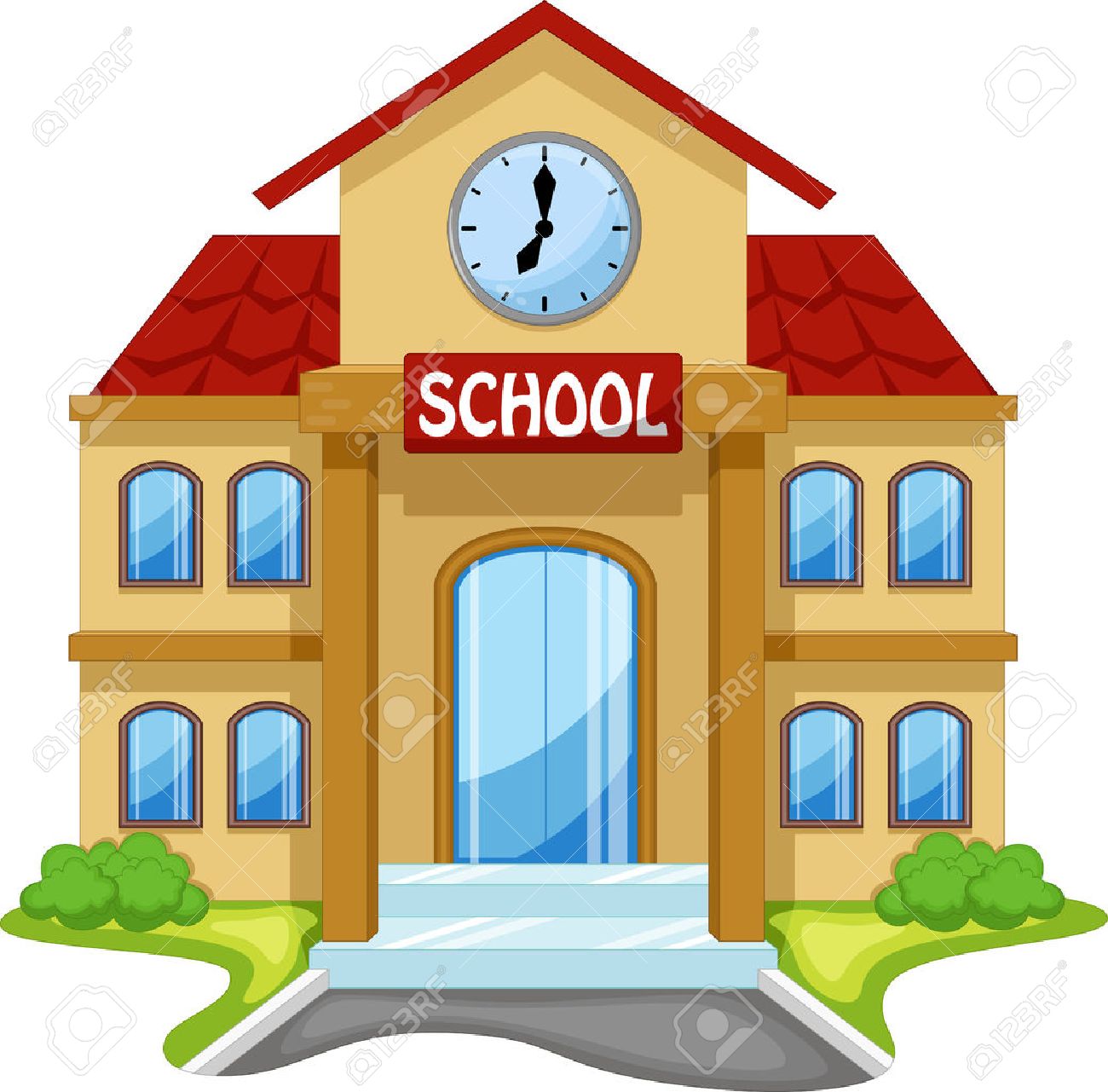 1300x1281 School Building Cartoon Royalty Free Cliparts, Vectors, And Stock