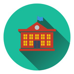 150x150 Icon Of School Building With Flag Royalty Free Vector Clip Art