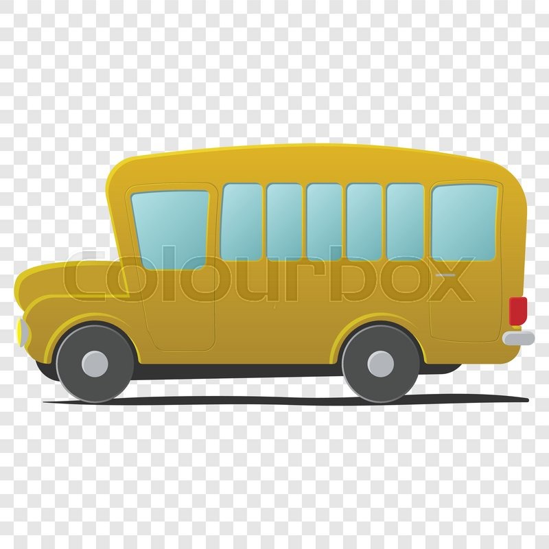 800x800 Yellow School Bus Cartoon. Single Illustration Isolated