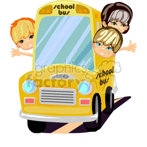 300x300 Royalty Free Kids Riding A School Bus 383488 Vector Clip Art Image