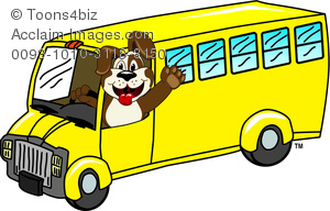300x192 Cartoon Puppy Driving A Yellow School Bus
