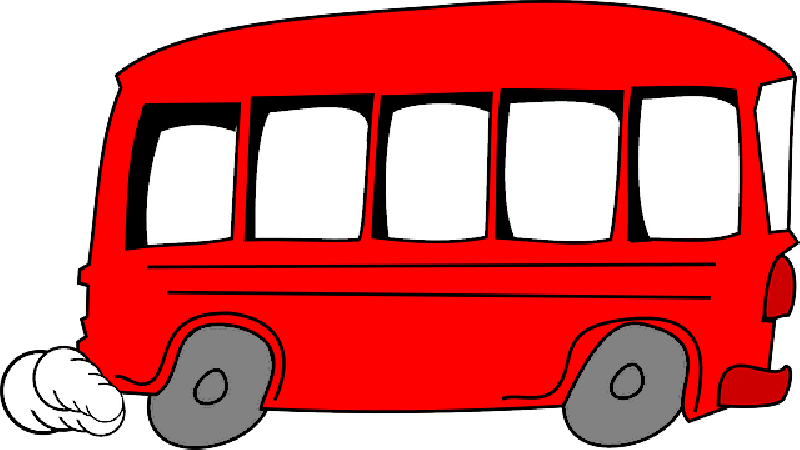 800x450 Red, School, View, Outline, Drawing, Cartoon, Bus