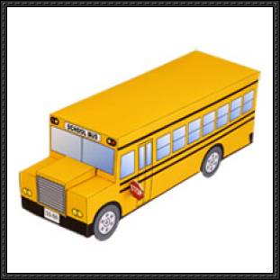 311x311 School Bus Free Papercraft Download