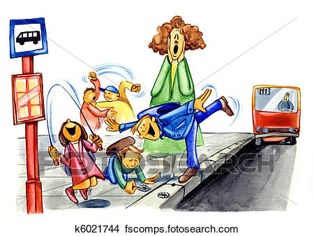 450x338 Drawings Of Naughty School Children On Bus Stop K6021744