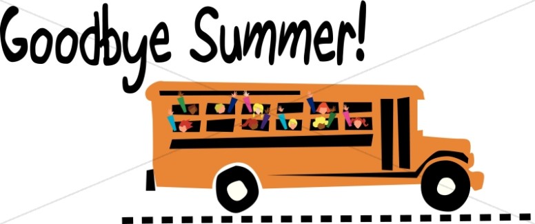 776x326 Goodby Summer School Bus Christian Education Word Art Clipart