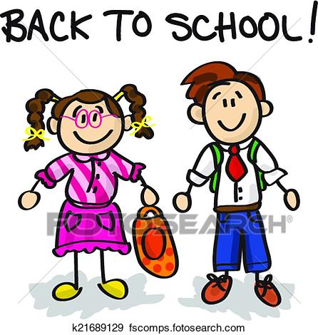 446x470 Clip Art Of Back To School Cartoon Characters K21689129