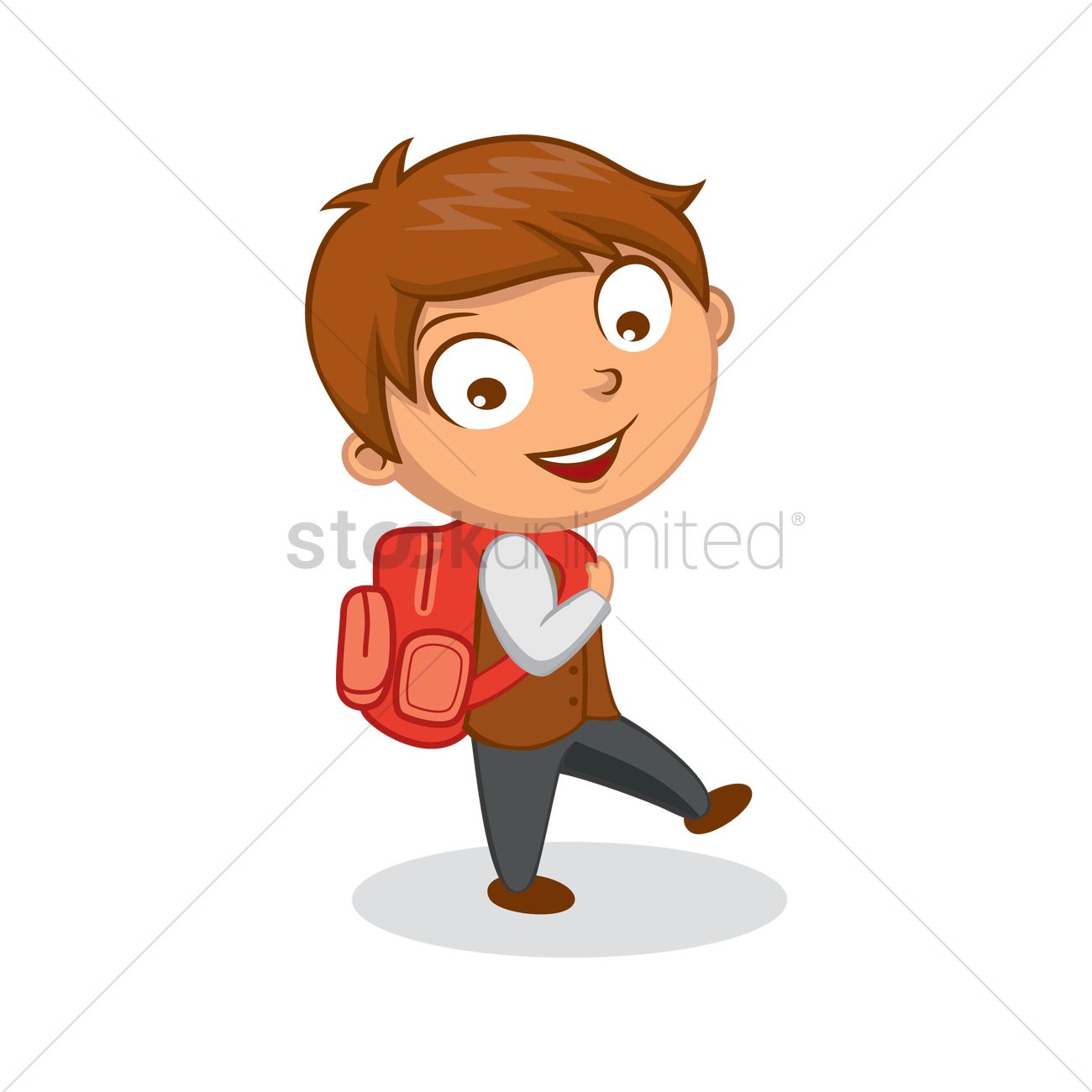 1300x1300 Free School Boy Walking To School Vector Image