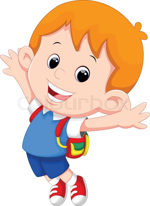 585x800 School Boy Cartoon Walking Stock Vector Colourbox