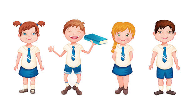 612x342 Clip Art Illustration Of A Couple Of Girls Wearing School Uniforms