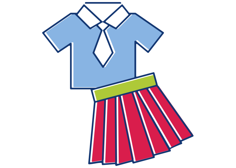 800x571 Clip Art Illustration Of A Couple Of Girls Wearing School Uniforms