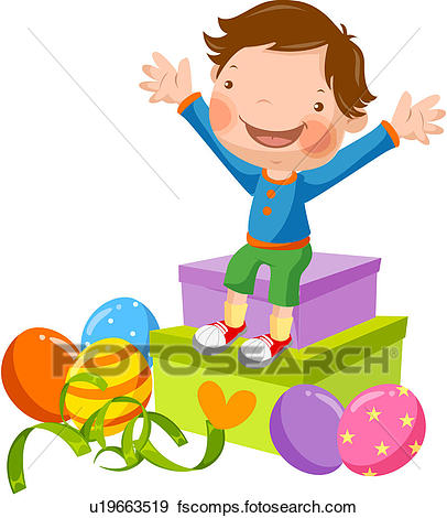406x470 Clip Art Of Present, Elementary School Student, Gift, Raised, Arms