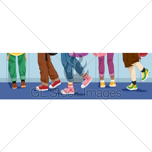 500x500 Feet Kids School Hallway Walking Gl Stock Images