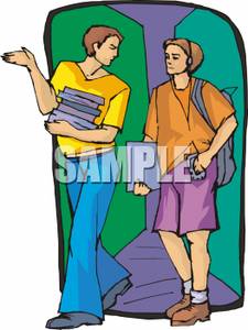 225x300 Student Assisting A Student With Directions In A School Hallway