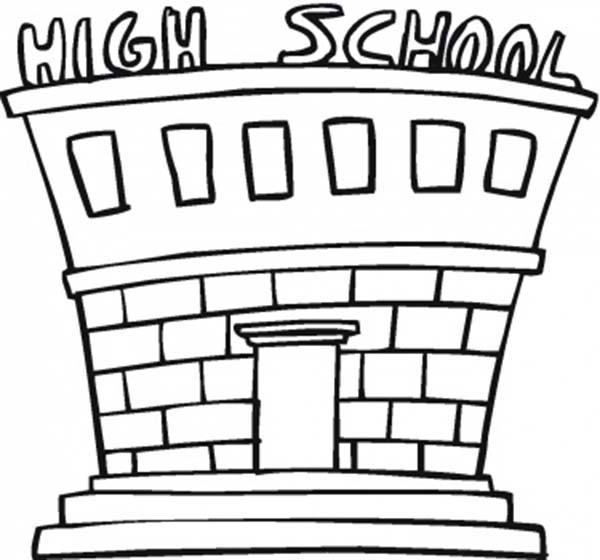 600x560 School House For High School Coloring Page Coloring Sky