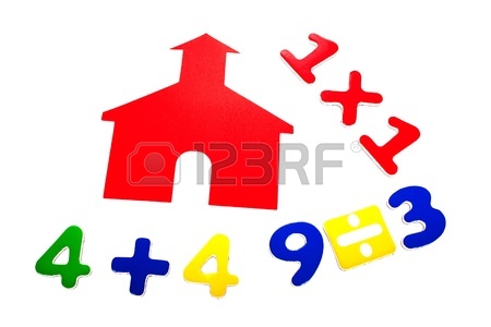 450x300 Little Red School House With Addition And Multiplication On White