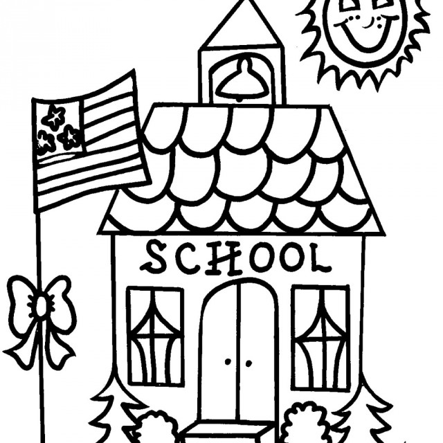 640x640 School House Coloring Page