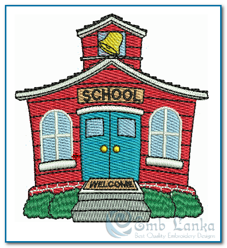 462x504 School House Embroidery Design