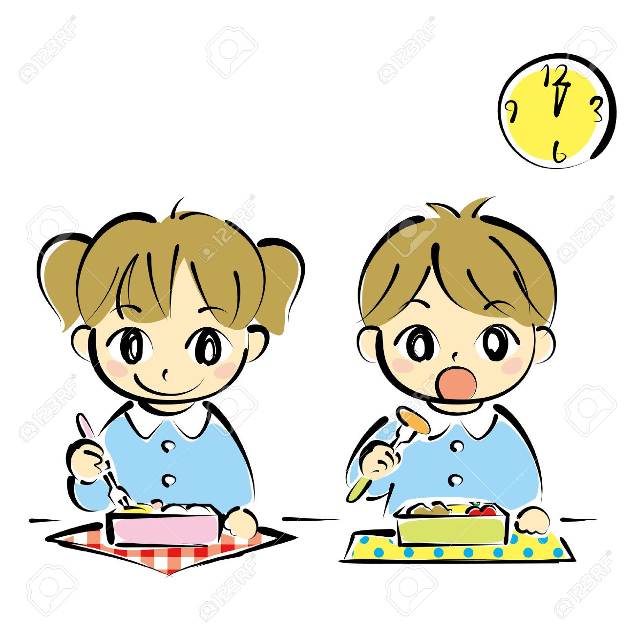 1300x1300 Kids At Lunchtime Royalty Free Cliparts, Vectors, And Stock